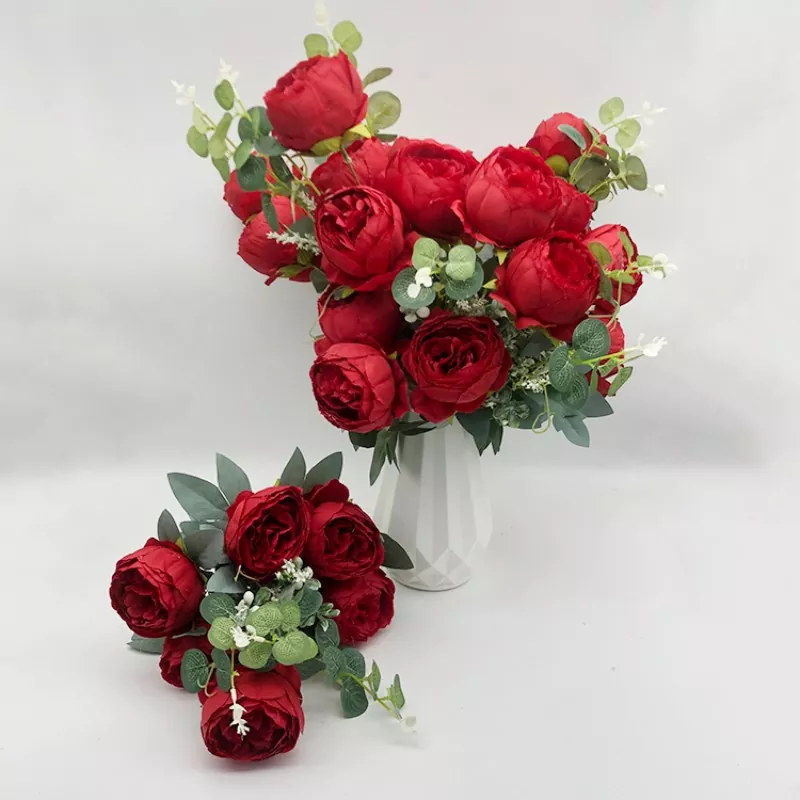 İpək çiçəkləri Faux Peony Buket